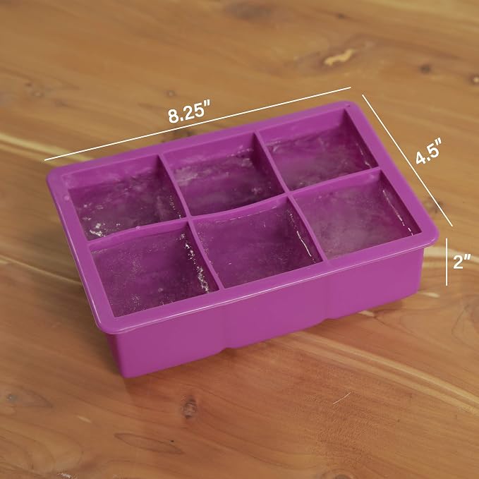 Ice Cube Mold Silicone Ice cube Tray Large Squares 2 x 6 Big Ice Cube Molds Set - Makes 12 Cubes! The Large Ice Cube Molds Made from Food Grade Silicone & are Reusable
