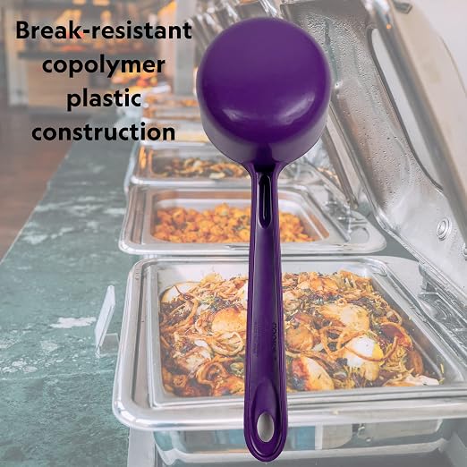 Cook's Rite-Size 12 oz. Solid Round Circle Server Portion Utensil, Copolymer Plastic Heat Resistant Professional Cooking Tool, Purple