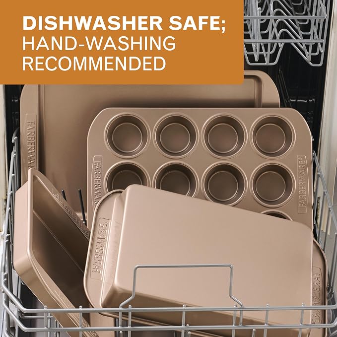 Farberware Bakeware Warp Resistant, Dishwasher Safe, 12-Cup Muffin Pan - Mocha