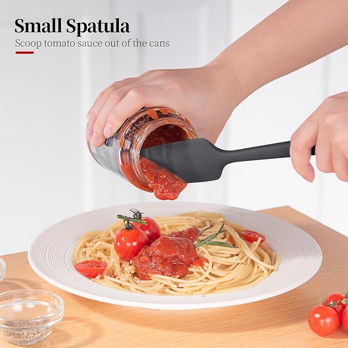 Heat Resistant Silicone Spatula Set of 3, Luxiwise 600ºF High Temp Baking Scraper Cooking Utensils Non-Stick BPA-Free for Seamless Mixing, Folding, Scraping with Rubber Kitchen Essentials (Black)