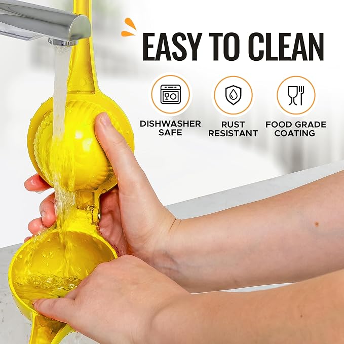 Zulay Kitchen Premium Quality Metal Orange Squeezer, Citrus Juicer, Manual Press for Extracting the Most Juice Possible - Orange Juicer (Yellow)