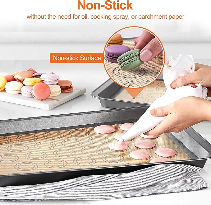 HOOMIL Macaron Silicone Baking Mats, 13 x 9 Inch, 2 Pack, Nonstick | Quarter Sheet, Food-Safe, BPA Free, Dishwasher Safe, Dual-Circle Guidelines Baking Sheets, Fits Quarter Sheet Pan