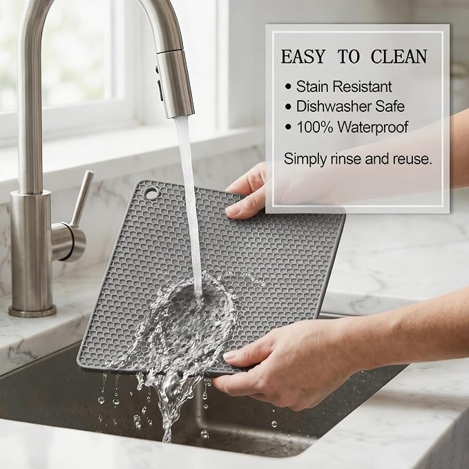 4 Pack Silicone Trivets for Hot Dishes | Heat-Resistant Non-Slip Hot Pads for Kitchen Countertops and Tables, Food-Grade Thick Silicone Mats (7.1x7.1in)