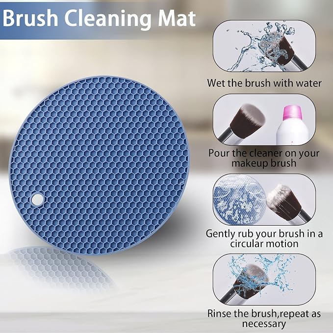 4 Pack Trivets for Hot Dishes | Hot Pads for Kitchen, Silicone Pot Holders for Kitchen Countertops,Table, Hot Pots and Pans, Easy to Wash and Dry,Blue