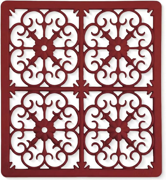 GASARÉ, Extra Large, Thick, Silicone Trivet for Hot Dishes, Pots, and Pans, Heat Resistant Mat for Countertop, Hot Pad for Kitchen, Easy to Clean, 12 x 11 x 3/8 Inches, Red