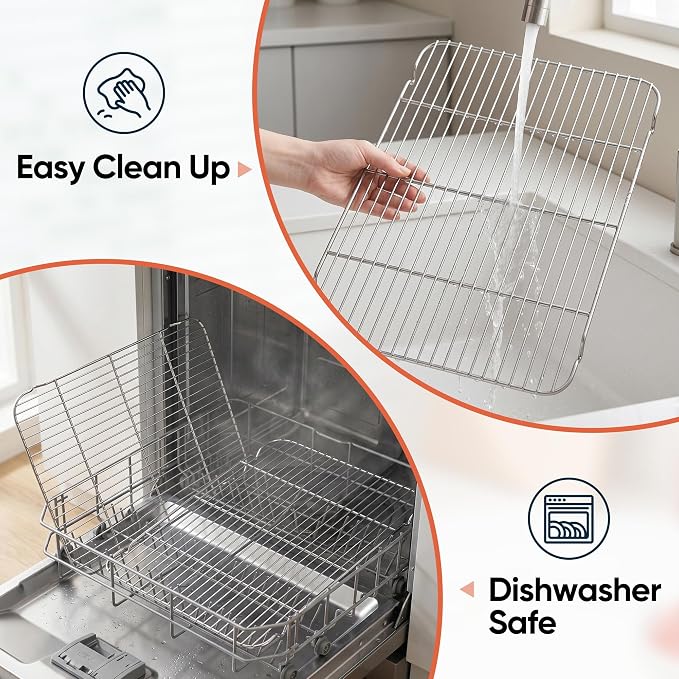 Homikit 2 Pack Cooling Racks, 18.9 * 12.6 Inch XL Stainless Steel Baking Rack for Cooking | X-Large Roasting Grilling Rack Set for Bacon Bread Cookie, Oven Wire Rack Fit Large Sheet Pan, Heavy Duty & Dishwasher Safe