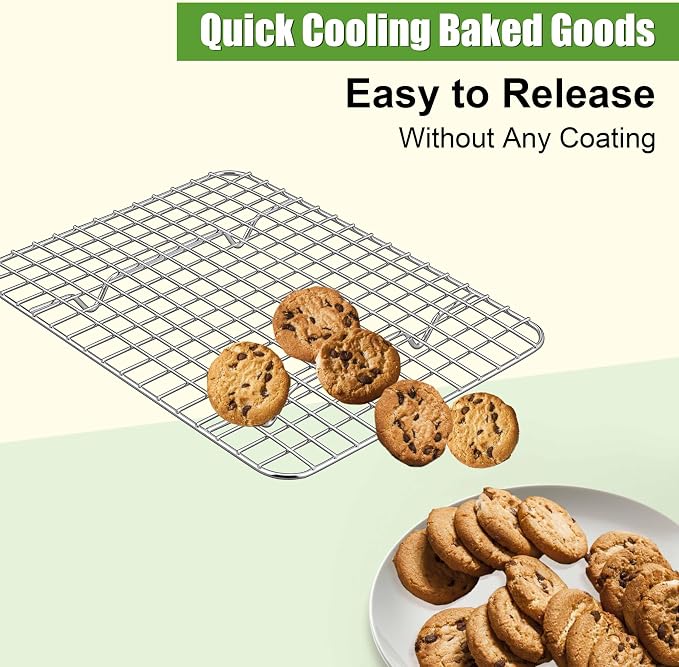 Homikit 8.7"x6.3" Stainless Steel Mini Cooling Rack Set Fit 9x7 Sheet Pan | 2 Pack Small Baking Bacon Racks, Wire Oven Rack for Cookie Bread Pizza, Metal Grilling Grids, Rust Free, Dishwasher Safe