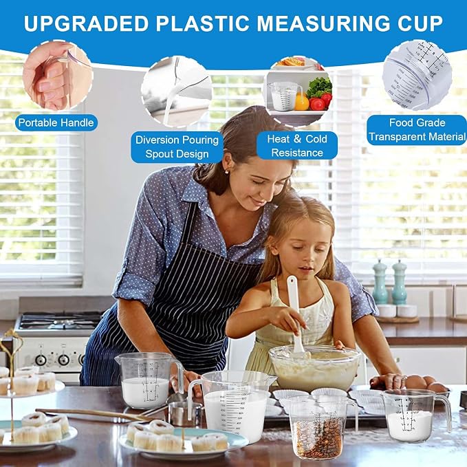 Measuring Cups and Spoons Set 26 Piece, 11 Stainless Steel Nesting Measuring Spoons and Cups with 8 Plastic Measuring Cup, 3 Funnel, 3 Brush, 1 Ruler, Measuring Cup Set for Kitchen Baking Liquid Dry