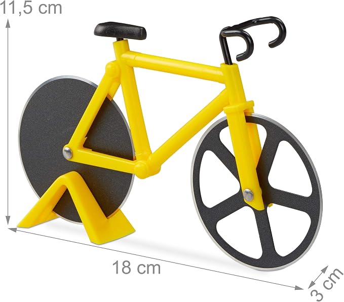 Relaxdays Stainless Steel Pizza Cutter, Funny Pizza Wheel Cutter with Cutting Wheels – Cutter Pizza Pastry Baking Kitchen Yellow
