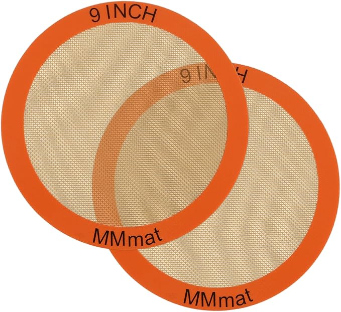 Best German Silicone Baking Mats - 9 inch | Set of 2 Round Non-Stick Reusable Air Fryer Linner, Non Slip, BPA Free, PFOA Free, Non-toxic, Dishwasher Safe