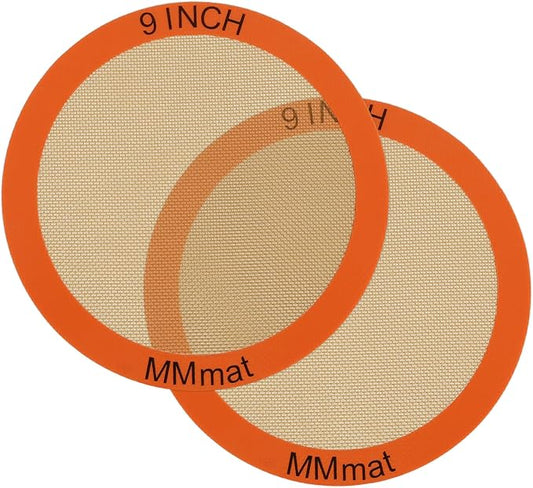 Best German Silicone Baking Mats - 9 inch | Set of 2 Round Non-Stick Reusable Air Fryer Linner, Non Slip, BPA Free, PFOA Free, Non-toxic, Dishwasher Safe