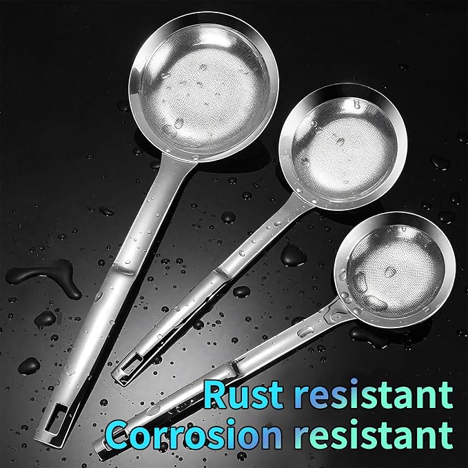 TBWHL Multi-functional Hot Pot Fat Skimmer Spoon - Stainless Steel Fine Mesh Food Strainer for Skimming Grease and Foam DIA 3.1"