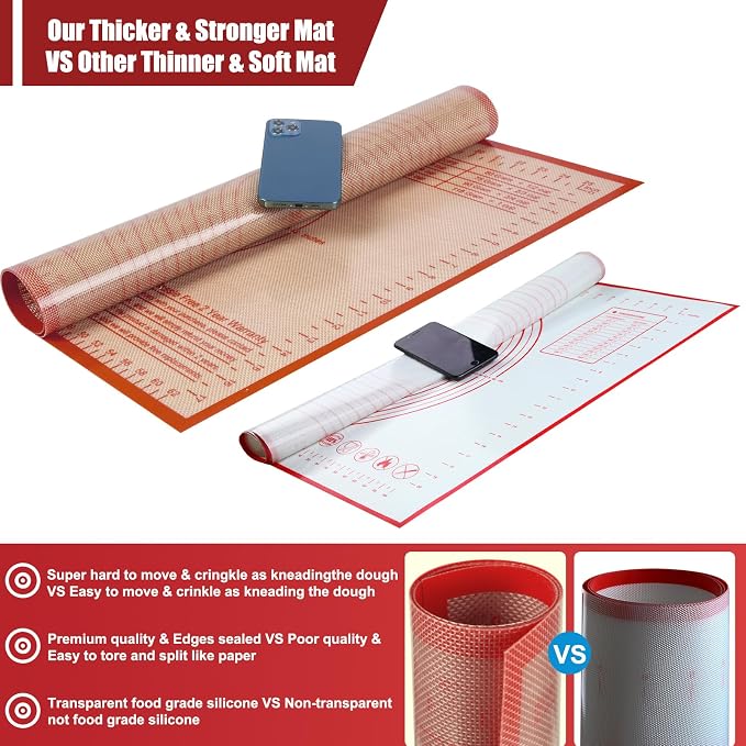Silicone Pastry Mat 36X24 inch Baking Mat for Rolling Dough | Great Performance Kitchen Counter Mat, Perfect for Dough, Pastry, Pie Crust, Fondant, Bread, Pasta/Pizza,Pastry Board