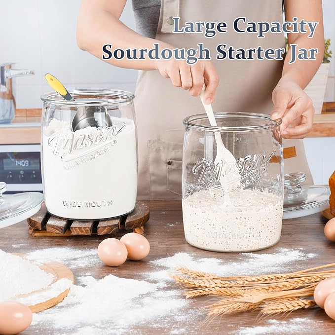 Folinstall 1 Gallon Glass Cookie Jar with Airtight Lid, 2 Pack | Silicone Seal Keeps Food Fresh, Large Capacity, Wide Mouth for Easy Access to Candy, Sourdough Starter, Dog Treat, Herb