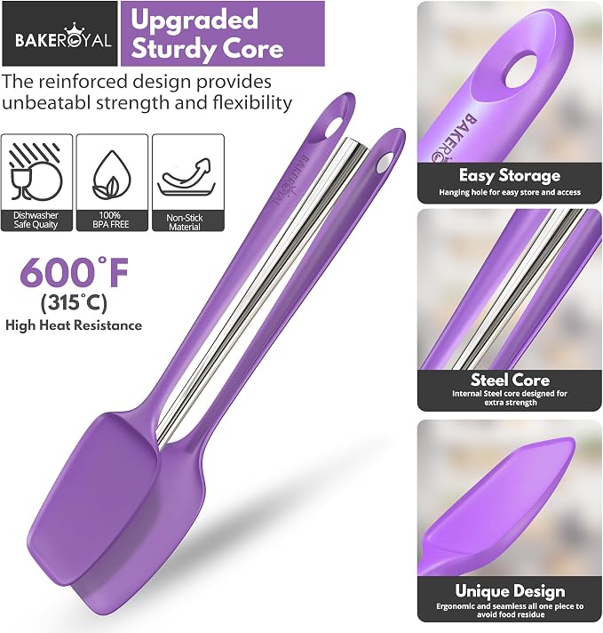 BakeRoyal Silicone Spatulas Set - Purple