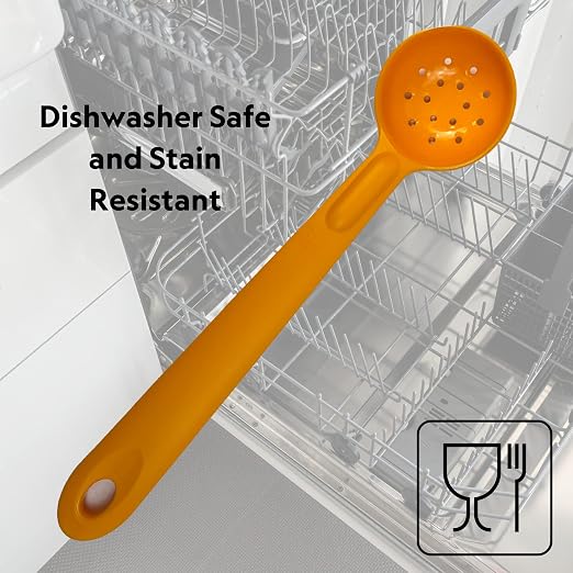 Rite-Size 2 oz. Perforated Round Circle Server Portion Utensil, Copolymer Plastic Heat Resistant Professional Cooking Tool, Yellow