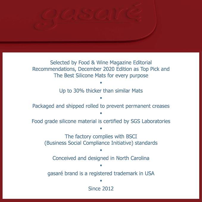 GASARÉ, Set of 2, Extra Large, Thick, Silicone Mats for Kitchen Counter, Heat Resistant Mats, Countertop Protector, Non-Slip, Easy to Clean, 25 x 17 Inches x 1.4mm, Red