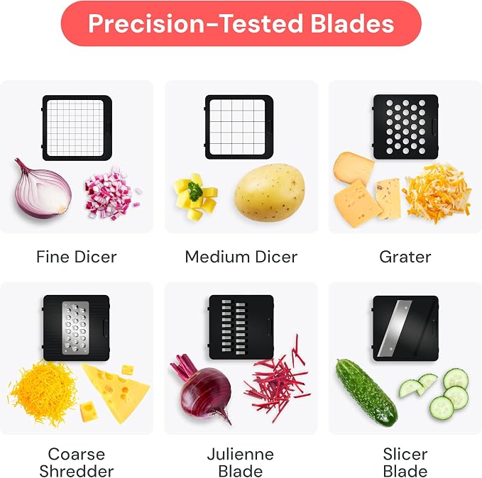 Fullstar Core Vegetable Chopper - Chop and Slice Lid - Food Chopper with Container, Veggie Chopper, Fruit Slicer, Onion Dicer - Meal Prep Essential - Kitchen Gadgets and Gifts (6-in-1, Full White)