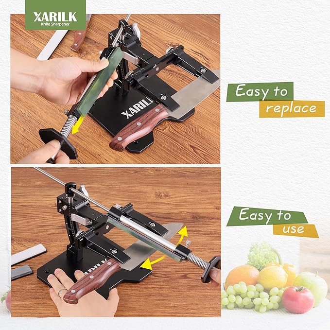 Premium Knife Sharpening Stones Set – 5000 Grit Black Stone, 8000 Grit White Natural Stone, 10000 Grit Green Natural Stone – Compatible with XARILK Sharpening Systems