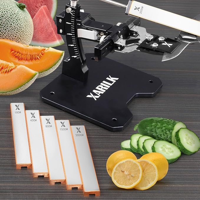 6 PCS Diamond Knife Sharpening Stones Set with Aluminum Base 6.2×0.9", Diamond Plates Kit for XARILK type Sharpeners System, 180# 400# 800# 1500# 2000# 3000# Grit