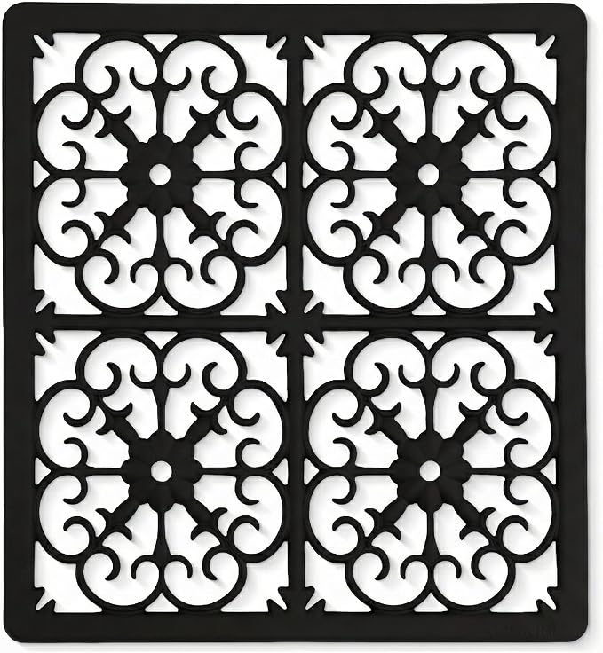 GASARÉ, Extra Large, Thick, Silicone Trivet for Hot Dishes, Pots, and Pans, Heat Resistant Mat for Countertop, Hot Pad for Kitchen, Easy to Clean, 12 x 11 x 3/8 Inches, Black