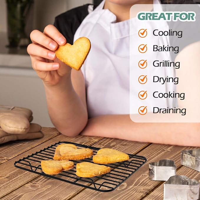 TeamFar Cooling Rack, 8.75" x 6.25" Coated Stainless Steel Wire Rack | 2 Pack Baking Racks for Cooling Cooking Grilling Drying Roasting, Non-stick Coating, Healthy & Sturdy, Oven safe & Easy Clean