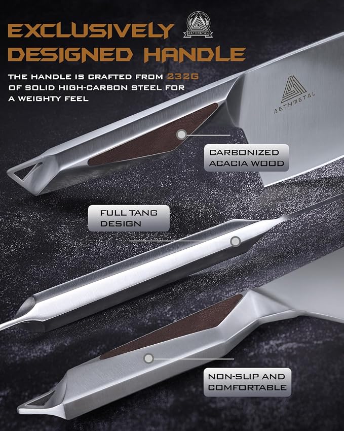 7 Inch Meat Cleaver Knife, Full Metal Stainless Steel Kitchen Knife for Cutting Meat & Vegetables, Ergonomic Handle Chinese Chef’s Butcher Knife for Home & Restaurant