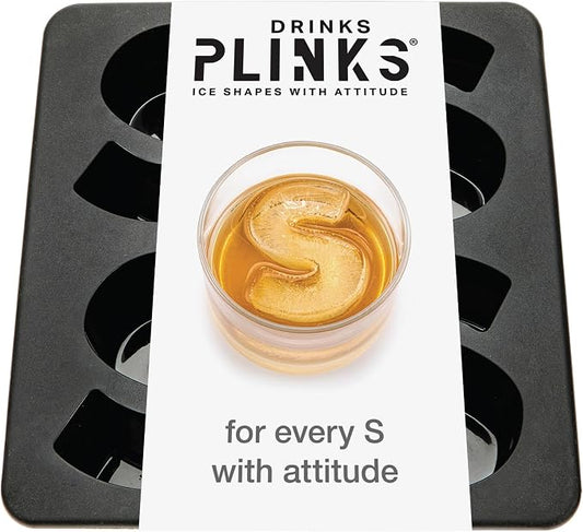 DRINKSPLINKS Custom Letter S Ice Cube Molds. Monogram Ice Cube Mold with Initials. Large Monogrammed Silicone Trays for Bourbon, Whiskey and Cocktails. Fun, Customized Gifts for Men and Women.