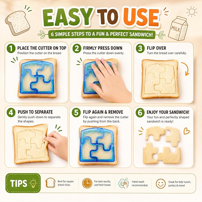 FUNGYAND Sandwich Bread Cutter Set, 45 in 1 Bento Lunch Box Accessories Kit Includes Fruit Cutter, Animal Food Picks, Rice Ball Maker, Easy to Use