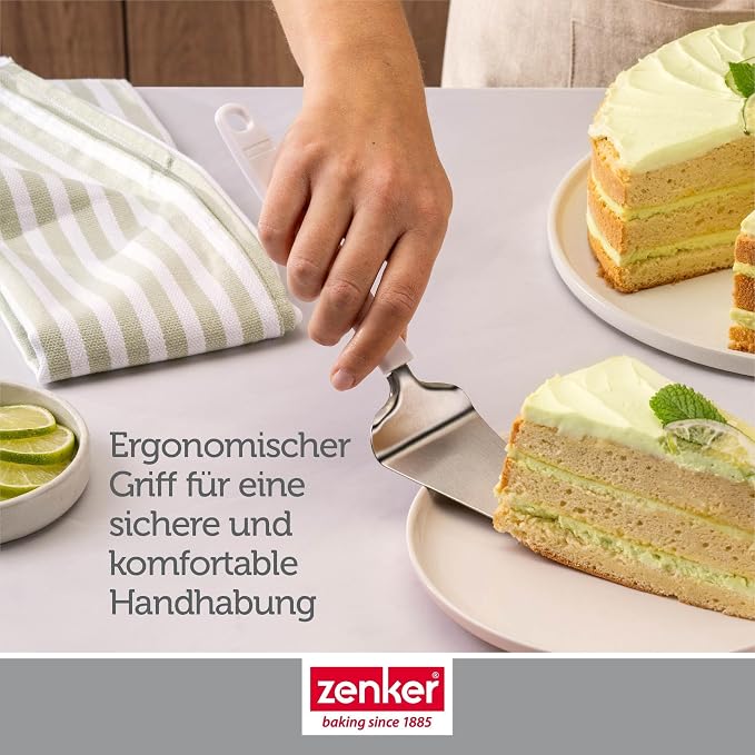 Zenker Pure Elegance Cake Server - 28 cm, Stainless Steel Cake Server with Ergonomic ABS Handle, for Lifting and Serving Delicious Cakes, Pizza etc., Dishwasher Safe & Rustproof