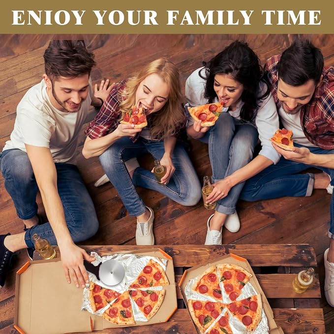 4" Pizza Cutter Wheel,Stainless Steel Large Pizza Cutter with Cover, Super Sharp Pizza Slicer-Dishwasher Available,Smooth Rotating Large Pizza Wheel Cutter Safe with Healthy Material (Black, 4 inch)