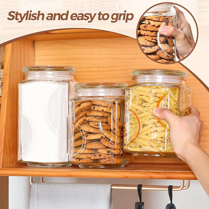 ComSaf Half Gallon Square Glass Pantry Jars with Lids 2 Pack Wide Mouth | Flour sugar rice, Cookies coffee snacks, Cereal organization, Kitchen storage, Cabinet organization, Sourdough pickling