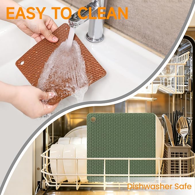 Silicone Trivets for Hot Dishes, BPA FreeNon-Slip Heat Resistant mat Countertop Protector, Silicone Pot Holders for Hot Pots and Pans, Food Grade Silicone Morandi
