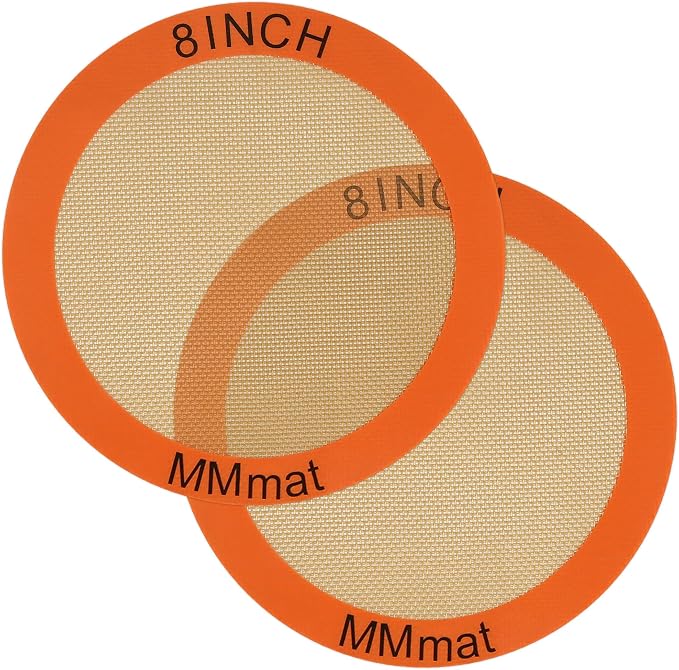 Best German Silicone Baking Mats - 8 inch | Set of 2 Round Non-Stick Reusable Air Fryer Linner, Non Slip, BPA Free, PFOA Free, Non-toxic, Dishwasher Safe