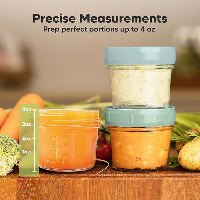 12pk 4oz Glass Baby Food Containers with Lids, Leak-Proof (Musk Dusk) | Microwavable Small Glass Jars, Baby Purees, Toddler Snack Storage Containers, BPA-Free, Dishwasher-safe, Freezer Safe