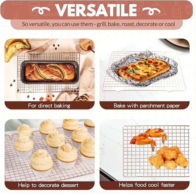2 PCS Cooling Racks for Cooking and Baking, 15x10 Inches Stainless Steel Cooling Rack, Sheet Pan with Wire Rack for Baking Sheet, Bacon Rack Oven Safe Fits Jelly Roll Sheet Pan