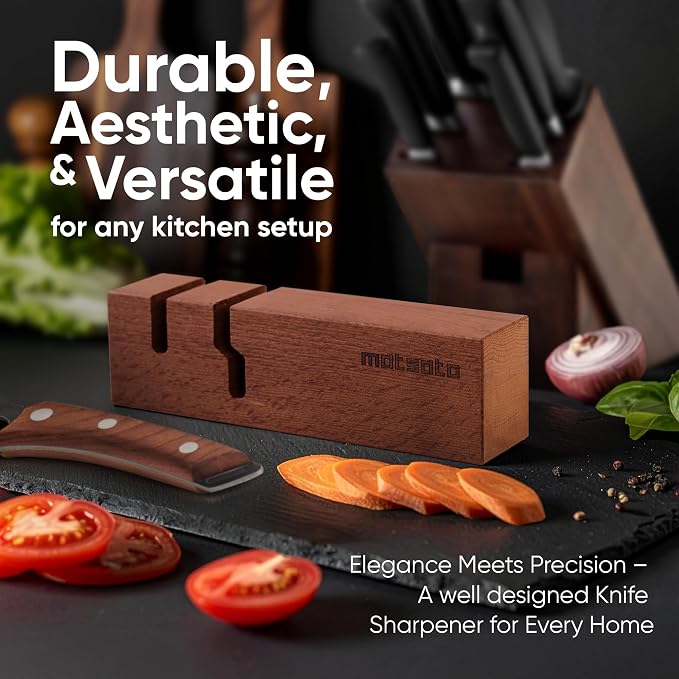Matsato Knife Sharpener – Chef & Pocket Knife Sharpener, Knives Blade Sharpening, Kitchen Gift for Men & Women, Afilador de Cuchillos, 7.09" x 1.97"
