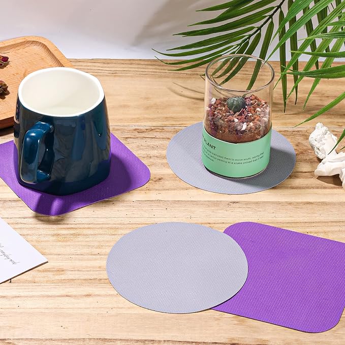 LUTER 4pcs Jar Opener Gripper Pad for Seniors with Weak Hands, Rubber | Multi-function Silicone Bottle Opener Lid Cap Rubber Gripper Pads Kitchen Coasters Gadgets, Grey, Purple