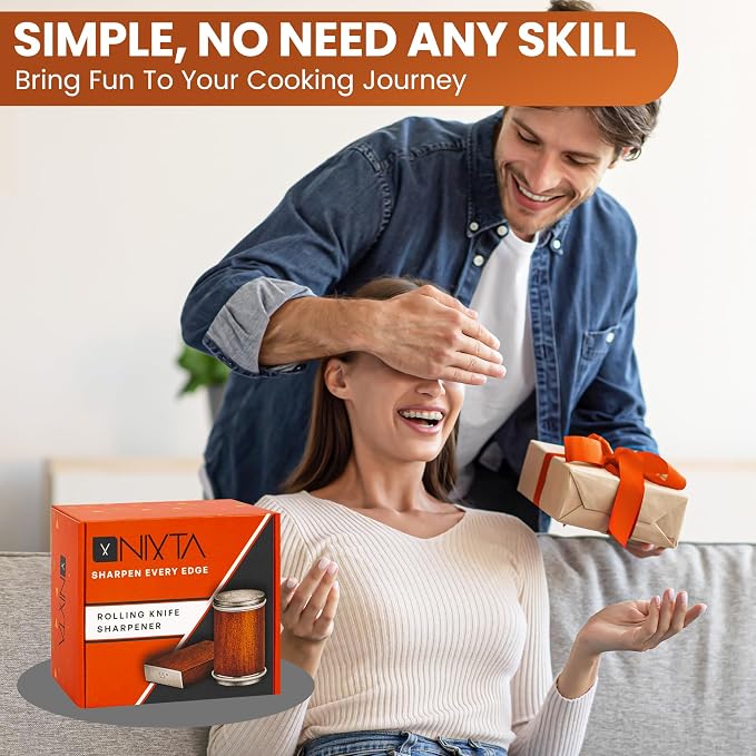 Nixta Rolling Knife Sharpener Kit – 3-Stage Manual Knife Sharpener for Kitchen, Chef & Serrated Knives – Knives Sharpener with Non-Slip Base – Knife Sharpening Kit