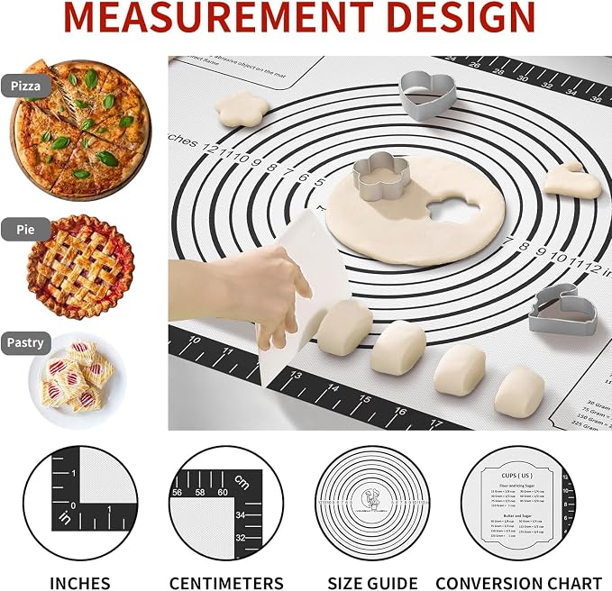 Silicone Macaron Baking Mat, Non Stick Pastry Mat for Rolling Dough,Silicone Mat for Baking Pizza, Cookie, Bread, Fondant, Macarons, Reusable and Large Silicone Mat