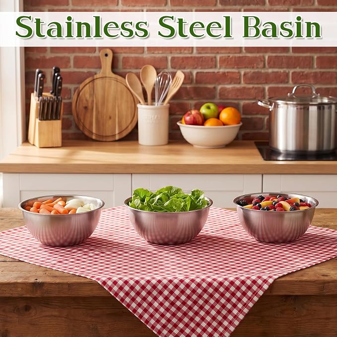 Mixing Bowl Set of 6, Stainless Steel Mixing Bowl, Space-Saving Nesting Metal MixingBowls, Nesting Whisking Bowls For Cooking, Serving, Food/Salad Prep, Baking, Serving