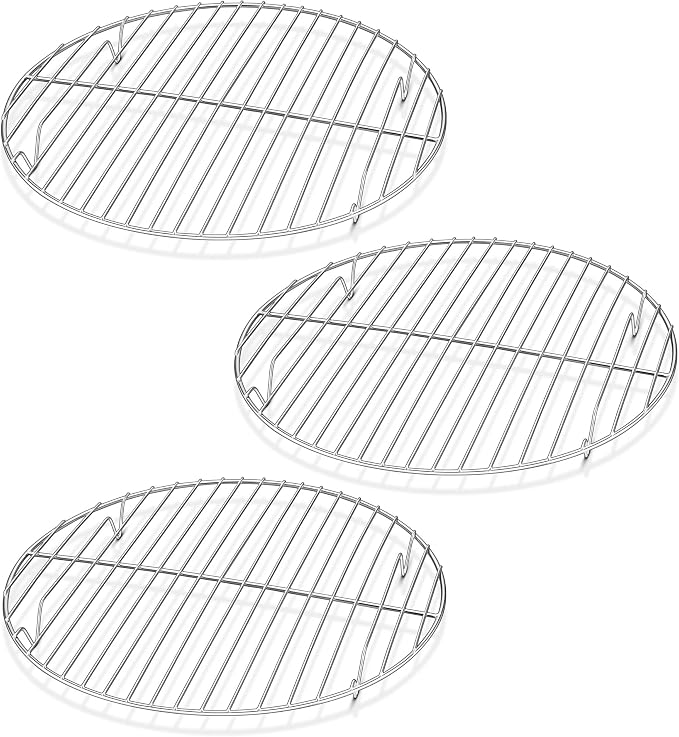 Herogo Steamer Cooling Racks, 3 Pack 9.1 inch Round Cooking Racks | Stainless Steel, Silver, Oven & Dishwasher Safe , Fits Air Fryer Pressure Cooker, Canning Baking Cookware Rack
