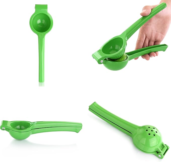 New Star Foodservice Lime Squeezer, Commercial Restaurant Grade Enameled Aluminum Citrus Press, Manual Hand Juicer for Limes, Lemons, and Small Citrus, Green