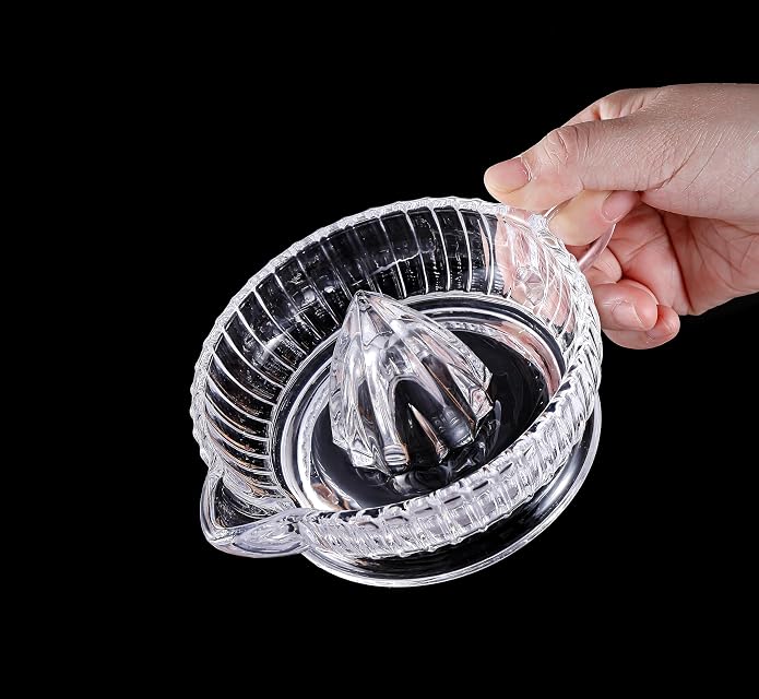 Manual Lemon Citrus Juicer with Handle and Pour Spout Clear Glass Orange Juice Extractor for Lime Home Kitchen Bar Gadget