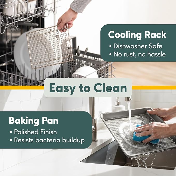 Quarter Sheet Pan with Wire Rack Set - Commercial Quality | Premium Aluminum Baking Sheet, 100% Stainless Steel Rack, Cookie Cooling Racks &1/4 Pan, PROUDLY DESIGNED IN COLORADO, USA