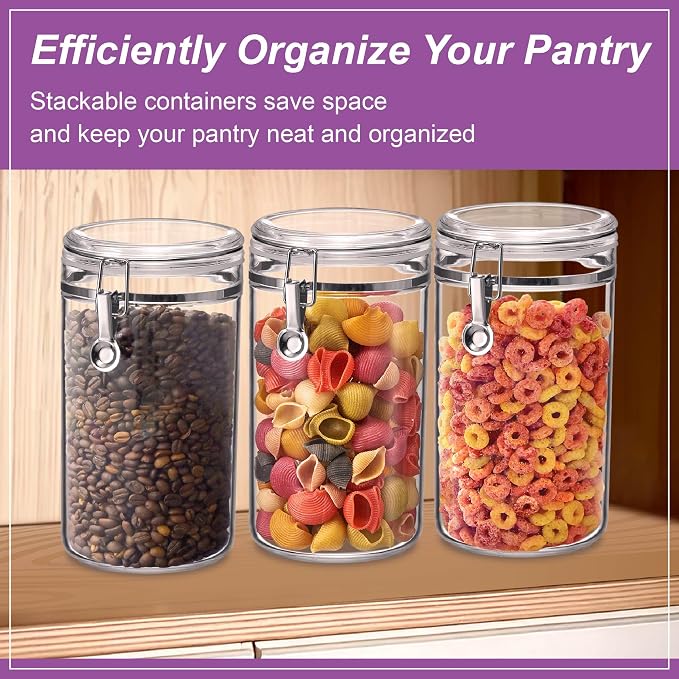 Cathy - 70-Ounce Plastic Canister (Set of 3), Plastic Airtight Food Container, Stackable for Pantry Storage, BPA-Free and Shatter-Proof, Perfect for Home and Commercial Use