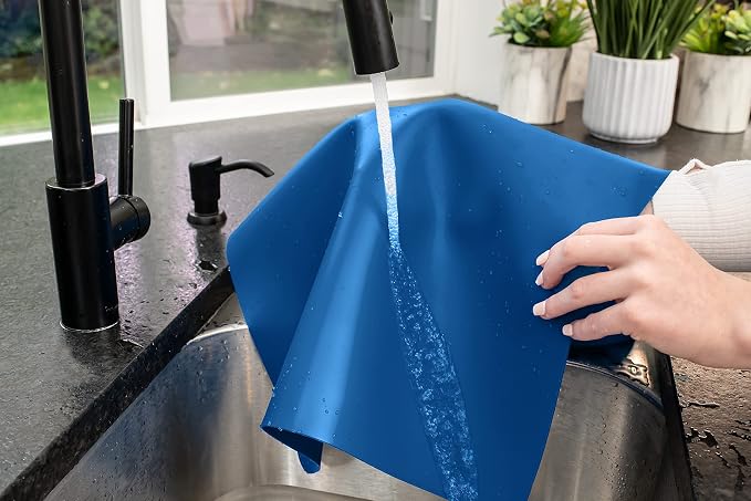GASARÉ, Set of 2, Extra Large, Thick, Silicone Mats for Kitchen Counter, Heat Resistant Mats, Countertop Protector, Non-Slip, Easy to Clean, 25 x 17 Inches x 1.4mm, Blue