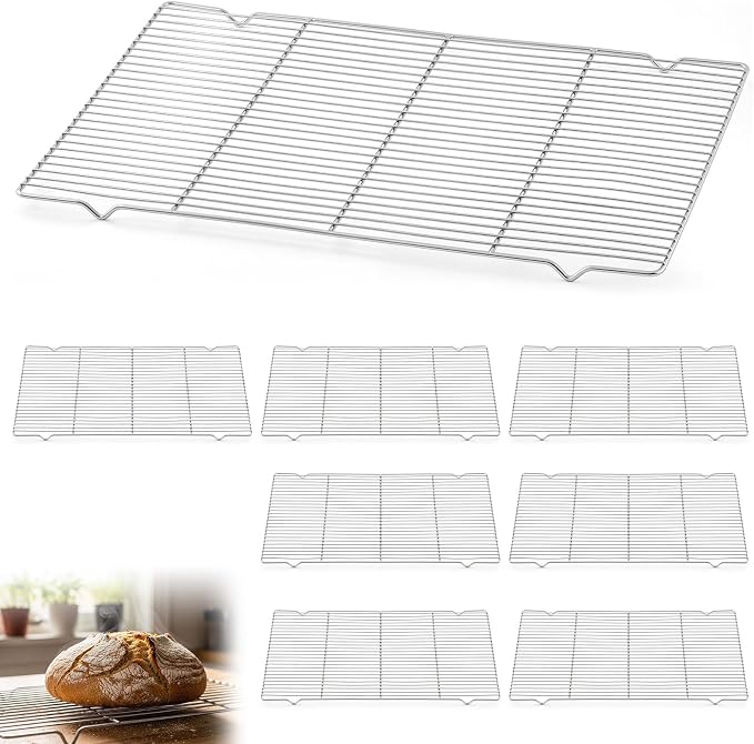 Lounsweer 8 Pcs Cooling Racks, 24L X 16W X 1H Stainless Steel Wire Rack for Baking Sheet, Large Cookie Cooling Rack, Oven Safe Cooking Racks for Sheet Pan, Dishwasher Safe