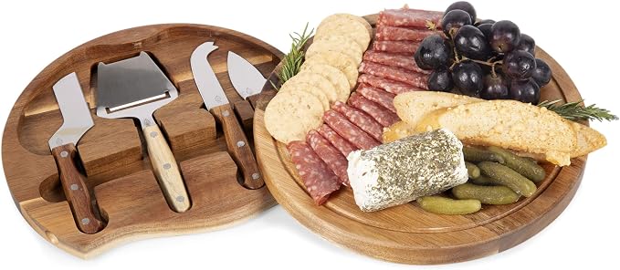 Toscana Monogram Initials X Personalized Acacia Circo Cheese Cutting Board & Tools Set