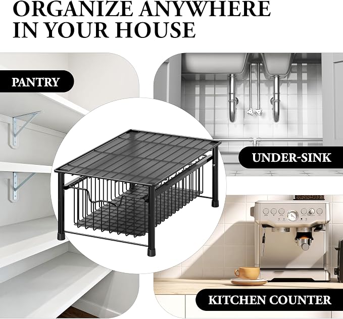 Simple Houseware Stackable Basket Drawer, Black